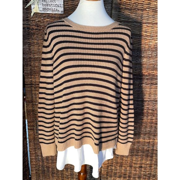EUC! LOFT Long Sleeve Striped Sweater L - Picture 2 of 8